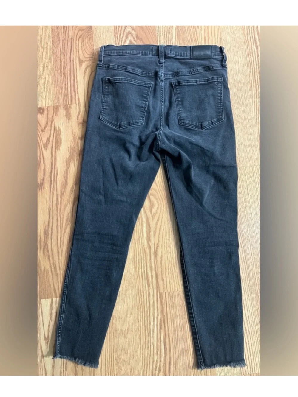 Madewell 10” High Rise Skinny Jeans Lunar Black Raw Hem Button Fly 29P